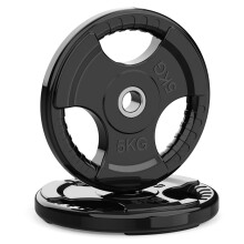 PhysKcal 5kg x2, 1-Inch Olympic Weight Plates with Rubber Finish, Black Barbell Plates Discs for Lifting and Strength Training, Solid Cast Iron Core