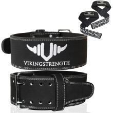 Vikingstrength Premium Weight Lifting Belt with Lifting Straps, Gym Weightlifting Belt for Men and Women, perfect for Squat, Powerlifting, Crossfit