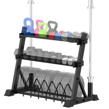 JX FITNESS 3-Tier Dumbbell Rack Multifunctional Weight Storage Weight Organizer for Home Gym Fit for Dumbbells, Kettle dumbbells, Weight Plates,