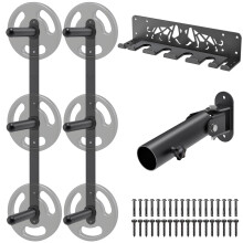 Kipika Gym Organizer Set - Wall Mounted 3 Pegs Weight Plate Storage Rack (2 Pack), Barbell Storage Rack with T-Bar Row Landmine Platform Attachment -