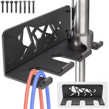 Kipika Versatile Wall Mounted Barbell Holder with 3-Hooks Storage Rack for 3 Barbell Bars Holds Under 33mm Bar Size and Fitness Accessories