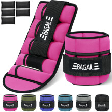 BAGAIL Adjustable Ankle Weights 2 Pack, with Detachable Sandbags, Wearable Wrist & Ankle Weight Straps, 0.4-1.6kg Per Strap, 15-31cm Circumference,