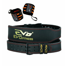 EVO Fitness 4" Pure Leather Gym Belts Weightlifting Straps Back Support Wraps Bodybuilding (Small)