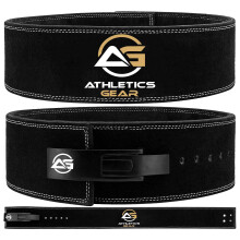 Weight Lifting Belt by AG - 4-inch Wide & 8mm Thick Leather Weightlifting Belt with LEVER Buckle ? Gym Lifting, Powerlifting, Workout, Weight Belt for