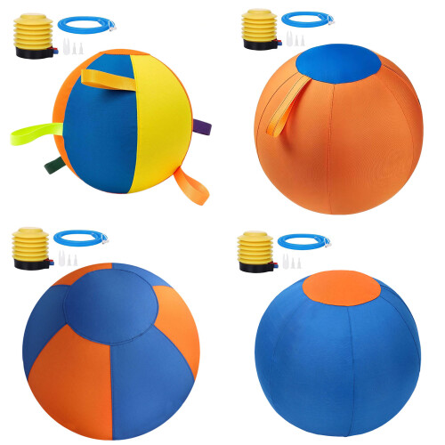 Balle gonflable pour chien, durable, avec fermetures-Bleu 45cm 2