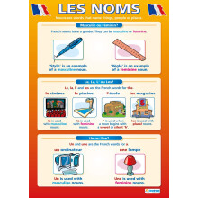 Les Noms | Language Learning Posters | Laminated Gloss Paper measuring 850mm x 594mm (A1) | Second Language Charts for the Classroom | Education