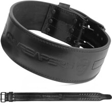 Gymreapers Weightlifting Belt 6MM Genuine Leather - Double Prong Power Belt Heavy Duty 4-Inch Wide - Strong, Stabilizing Back Support for Deadlifts,