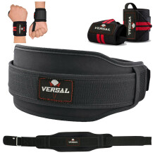 VERSAL Weight Lifting Belt for Gym Fitness Training Neoprene Padded 5.5 Inch Lumbar Back Support Weightlifting Gym Belt with Wrist Wraps for