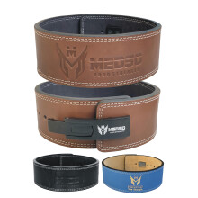MEDSO Weightlifting 100% Genuine Leather Lever Belt, For Weight Lifting, Powerlifting, Cross Training, Squats, Deadlift, Workout Belt, 10MM Thickness