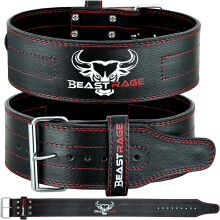 BEAST RAGE Weight Lifting Belt for Gym Fitness, 5mm Cowhide Leather with 10 Adjustable Hole, 4? Padded Lumbar Back Support for Powerlifting