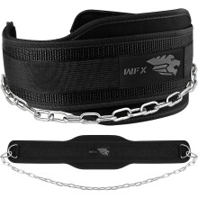 WFX Dip Belt with 36 Inches Heavy Duty Weight Lifting belt Neoprene Padded Steel Lifting Chain Gym belt Back Support Bodybuilding Powerlifting