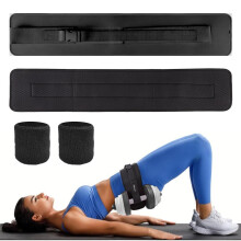 Exercise Hip Thrust Belt with 1Pair of Wristbands Adjustable Lifting Belt for Hip Thrust Weight Belt with Extra Padding for Dumbbells Kettlebells