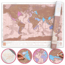 Luckies of London World Map, Scratch Map, Rose Gold - Sustainably Sourced & Manufactured in the UK