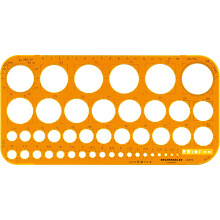 Rumold 341.010 Circle Template, 1 mm - 36 mm Circle Diameter, 260 mm Length, 130 mm Width, 1.6 mm Height