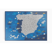 Scratchable Map of Spain blue