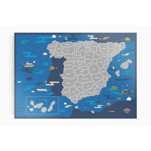 Scratchable Map of Spain blue