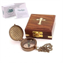 Solid Brass Directional Magnetic Compass Antique Nautical Vintage Quote Engraved, Baptism Gifts (#1 for I Know The Plans I Have for You)