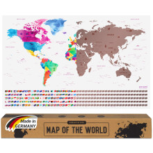 Envami Scratch Off World Map - Premium Rose Gold - Gift for Travellers - Made in Germany - 43cm x 68cm with 250 Flags of The World and U.S. States -