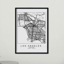 Nacnic Poster with map of Los Angeles. US film with images of maps and roads of major US cities. A3 size
