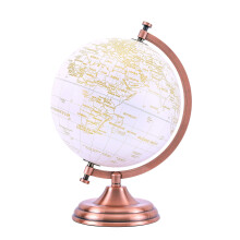 Exerz 20cm Globe Golden Colour Metallic - Educational, Geographic, Modern Desktop Decoration - Metal Arc and Base, Coated in Golden colour - for
