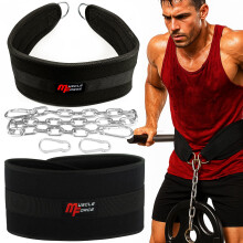 MuscleForge Weighted Dip Belt with 80cm Steel Chain for Strength Training - Supports up to 240kg - Heavy Duty Gym Pull Up Weight Belt for Dips, Pull