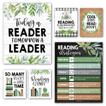 Hadley Designs 6 Farmhouse Reading Posters for Classroom Library Decorations for School - Reading Posters for Elementary School, Reading Bulletin