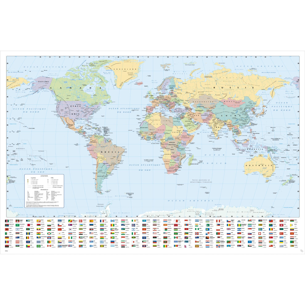Gb Eye - Harper Collins Maxi Poster World Map 21 French 91.5 X 61 Cm