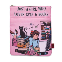 LParkin Just A Girl Who Loves Cats 10" x 7.5" Washable Fabric Book Covers - Pink Cotton/Polyester