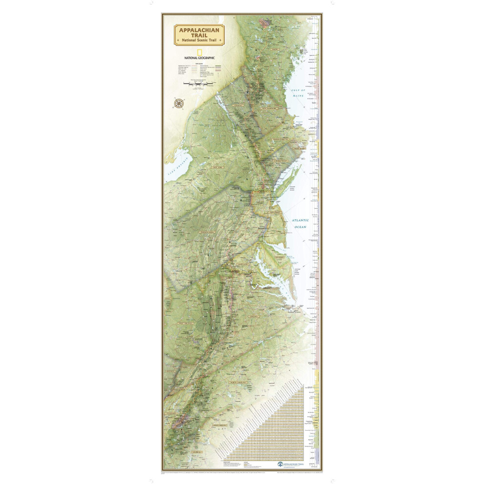 National Geographic Maps: Appalachian Trail Wall Map - Large - 122 X 46 Cm - Front Lamination