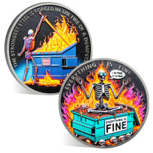 ACGZQY Skull Dumpster Fire Coin - Creative Colorful Dumpster Fire Challenge Coin Encouragement Token Inspirational Hilarious Coins The Strongest Steel
