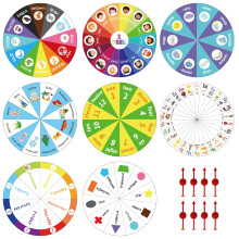HOOJOJO Educational Spin Wheels Set, 8 Pieces, Emotions, Weather, Months, Numbers, Letters, Shapes, Colours, Teaching Resources