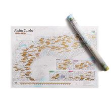 Scratch Off Alpine Climbs Print - Maps International - Poster Gift for Walking/Climbing Enthusiasts - alps Peaks - Gift Tube - a1 Sized 84.1 (h) x