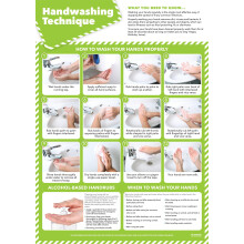 Handwashing Technique | Health and Safety Posters | Laminated Gloss Paper 420mm x 594mm (A2) | Health and Safety Office and Commercial Wall Charts |
