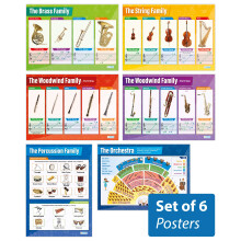 Instruments of the Orchestra Posters - Set of 6 | Music Posters | Laminated Gloss Paper measuring 850mm x 594mm (A1) | Music Charts for the Classroom