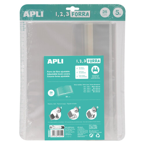 APLI 16955 Book Cover with Adjustable Flap Polypropylene 280mm