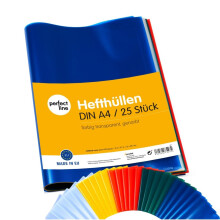 perfect line ? Pack of 25 Exercise Book Covers A4, 8.34 x 11.69 inch, 5 Different Colors, Recyclable Plastic Book Covers, Embossed Book Cover