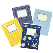 Papierdrachen 4 exercise books for children DIN A5 | lined and squared 32 pages - design astronaut - for primary school enrolment - set number 5-16