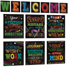 13 pieces Motivational Posters for Classroom, Laminated Inspirational Poster Bulletin Board Sets Inspirational Quote Wall Art with Welcome Sign for