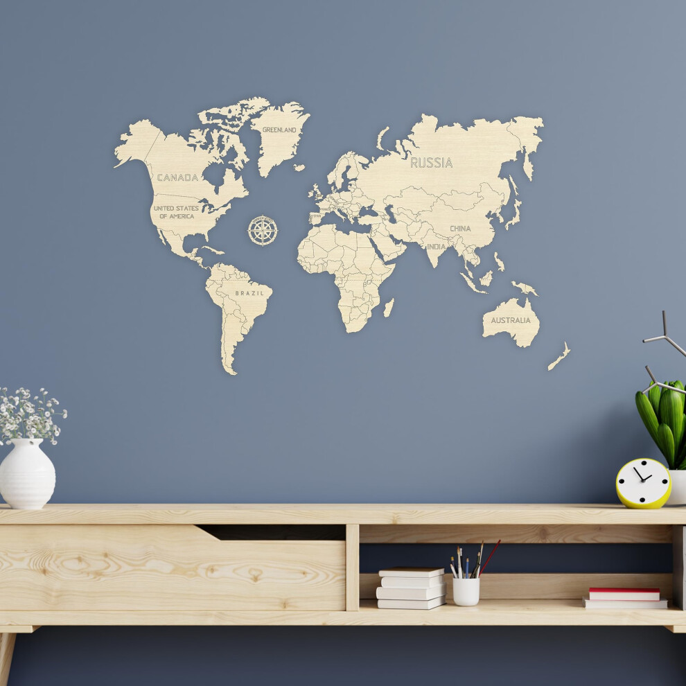 Photos - Other Office Equipment Wooden City WOODEN.CITY 3D World Map Puzzle Wall Art ? Birch Plywood Geography Model, DIY Assembly Educational Map, Home & Office Decor, 