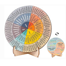 Wmzjnljy 1pc 15cm Feelings Wheel with Stand Double Sided Wooden Emotion Wheel Chart for Therapist, Feelings Wheel Therapy Office Desk Decor for Home