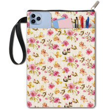 CRASPIRE Flower Book Covers Protector Pink Floral Book Sleeve for Paperbacks Washable Fabric Cloth with Zipper and Extra Sleeve Pocket for Readers