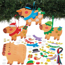 FN690 Christmas Capybara Mix & Match Decoration Kits – Pack of 8, Craft Sets for Kids to Design Christmas Capybaras