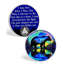 ACGZQY 5 Year Sobriety Coin - Aurora Bear Guardian Sobriety Chip AA Chips and Medallions - Hope Renewal AA NA Sober Anniversary Token Inspirational