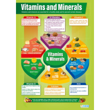Vitamins & Minerals Poster - EXTRA LARGE - A1 (850mm x 594mm) - Gloss Paper - Physical Education Secondary School Wall Charts by Daydream Education