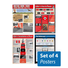 Second World War Posters - Set of 4 | History Posters | Laminated Gloss Paper measuring 850mm x 594mm (A1) | History Classroom Posters | Education
