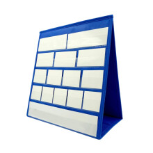 Toyvian Tabletop Desktop Pocket Chart with 20 Dry Erase Cards Desktop Tabletop Teaching Pocket Chart Double Sided Self Standing (43x33cm)