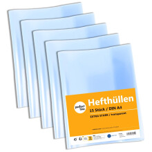 perfect line ? Pack of 15 Exercise Book Covers, 8.3 x 11.7 inch, Crystal Clear, Strong Recyclable Plastic Book Covers, Transparent Book Cover