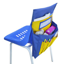 Classroom Chair Storage Pocket Organizer with Name Tag Slot, 6 Pockets Seat Companion Students Must-Have School Supplies Kids Chair Back Sack Hanging