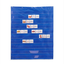 MOVKZACV Pocket Chart, Wall Hanging Transparent Display Insert Card Pocket Chart for Classroom Office Home (Blue)