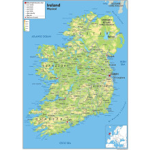Ireland Physical Poster Map - 16.5 x 23.3 inches - Paper Laminated